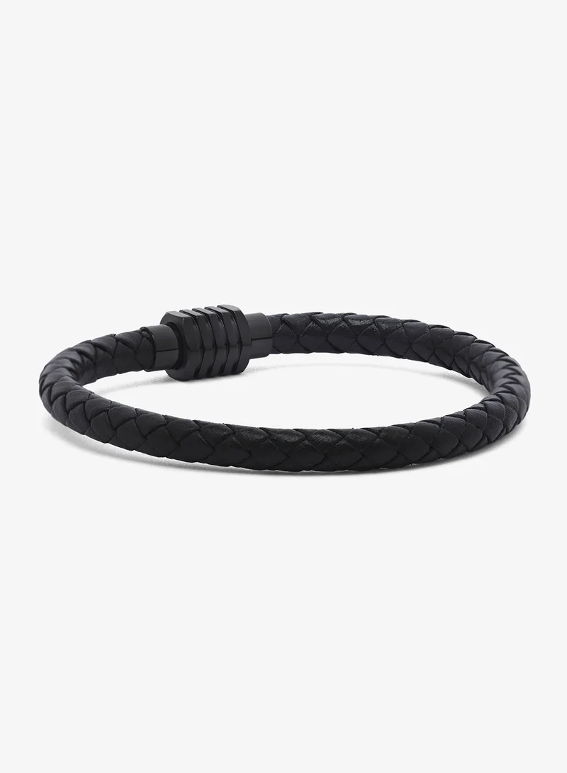Seventy Five Genuine Leather Bracelet With Stainless Steel Magnetic Clasp